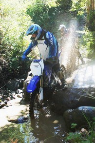 One rider roosting his mate behind him